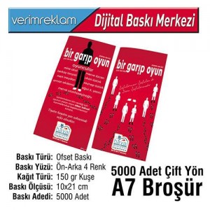 Çift Yön Broşür (10x21 cm - A7 - 150 gr Kuşe - 5000 Adet )